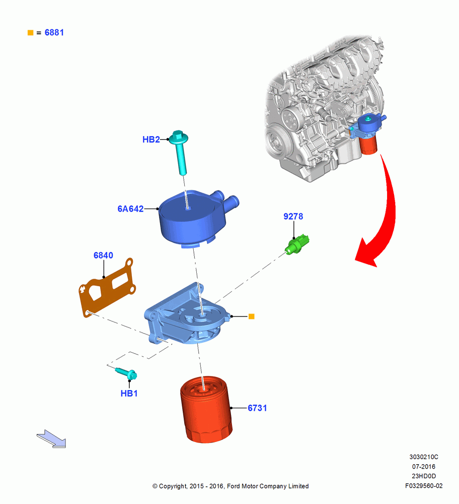10C - Oil Cooler and Filter, 2.3L Ecoboost; 04/JAN/2016