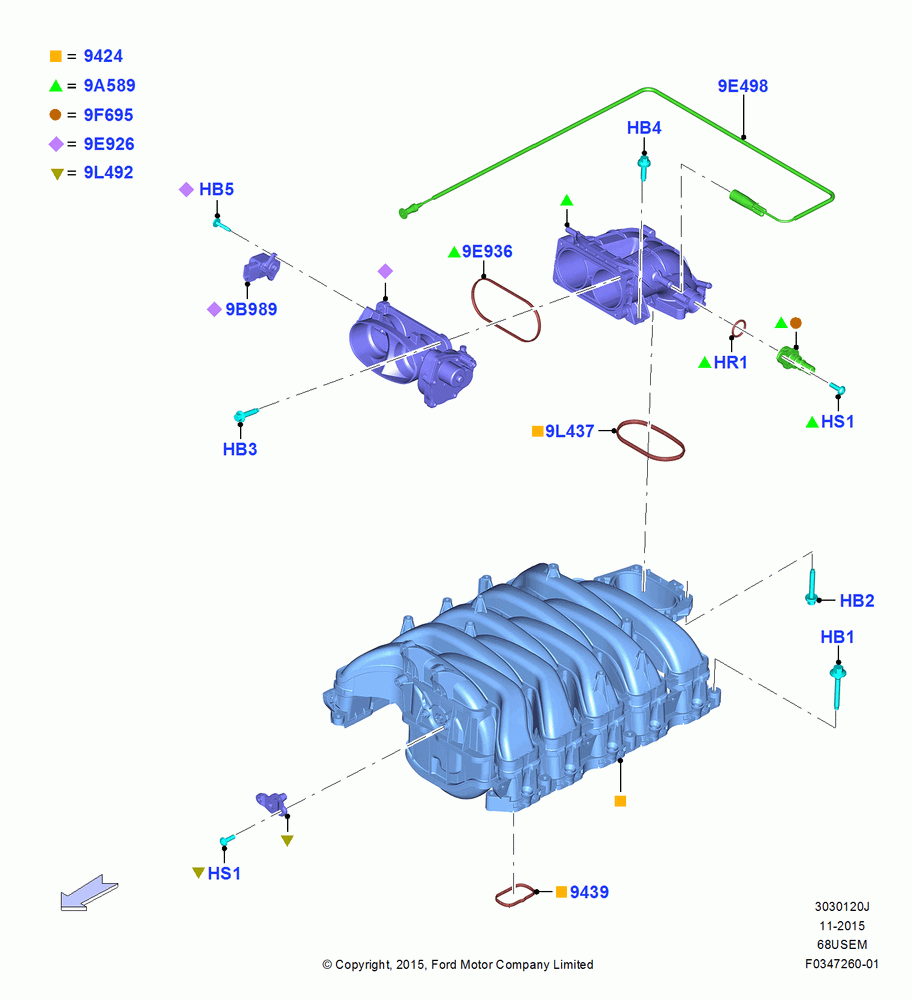 20J - Intake Manifold, 6.8L Gas EFI V10; 01/JAN/2016
