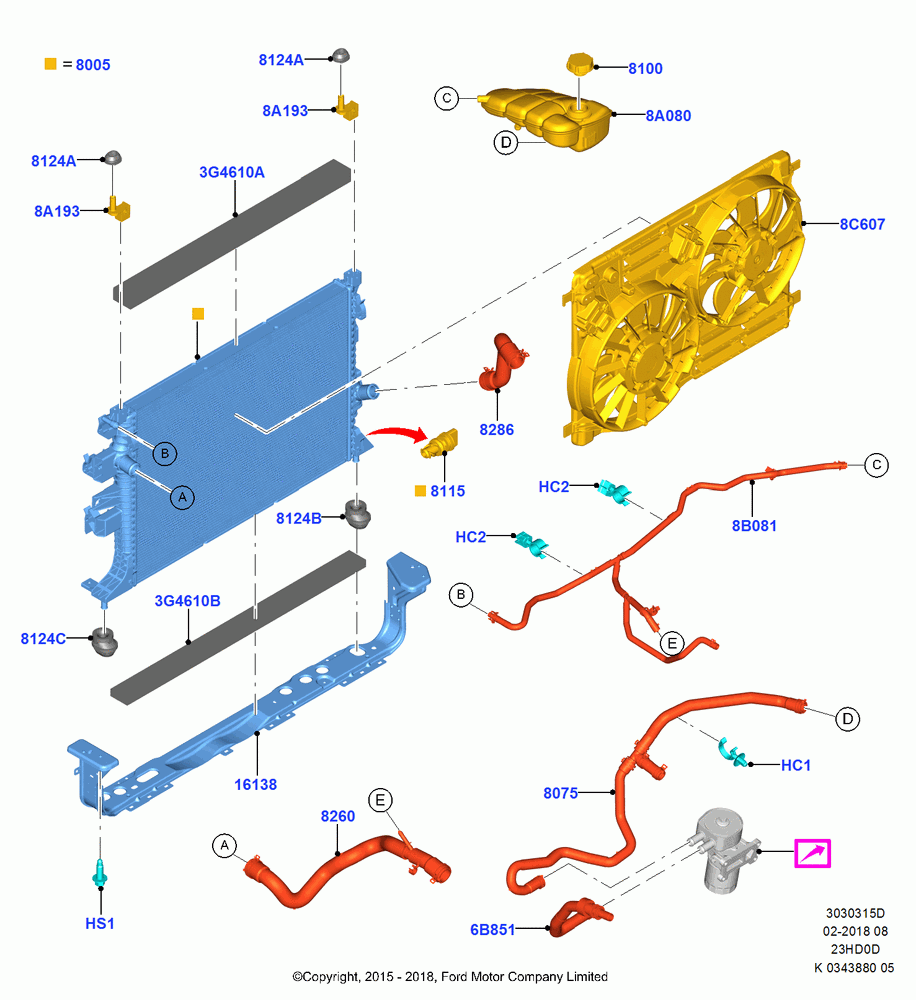 15D - Radiator/Coolant Overflow Container, 2.3L Ecoboost, (+) "CDN/MEX/PR/USA"; 04/JAN/2016