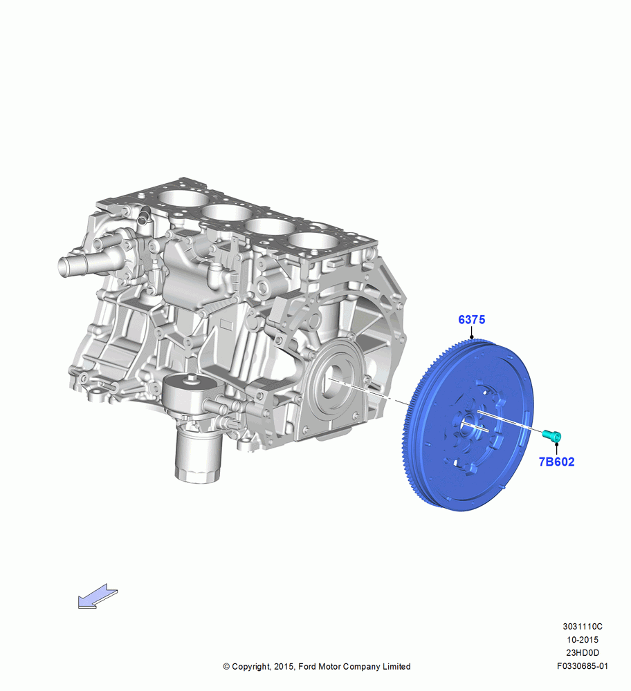 10C - Flywheel, Manual Transmission, 2.3L Ecoboost; 04/JAN/2016
