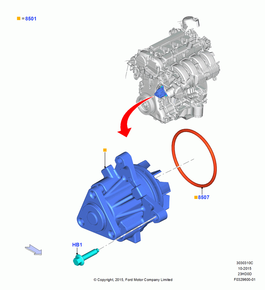 10C - Water Pump, 2.3L Ecoboost; 04/JAN/2016
