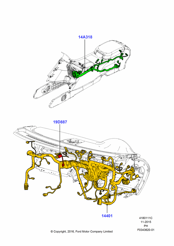 11C - Wiring - Dash And Floor Console; 04/JAN/2016-01/MAR/2019