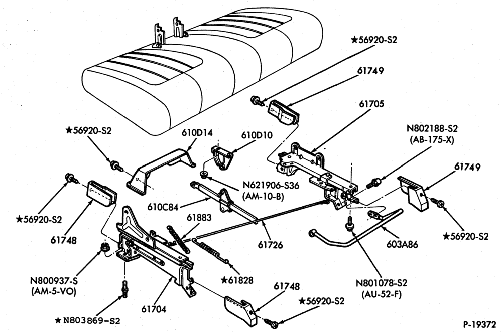 600.1 - SEATS AND SEAT BELTS-Front seat parts  - lower half - manual- flight bench
