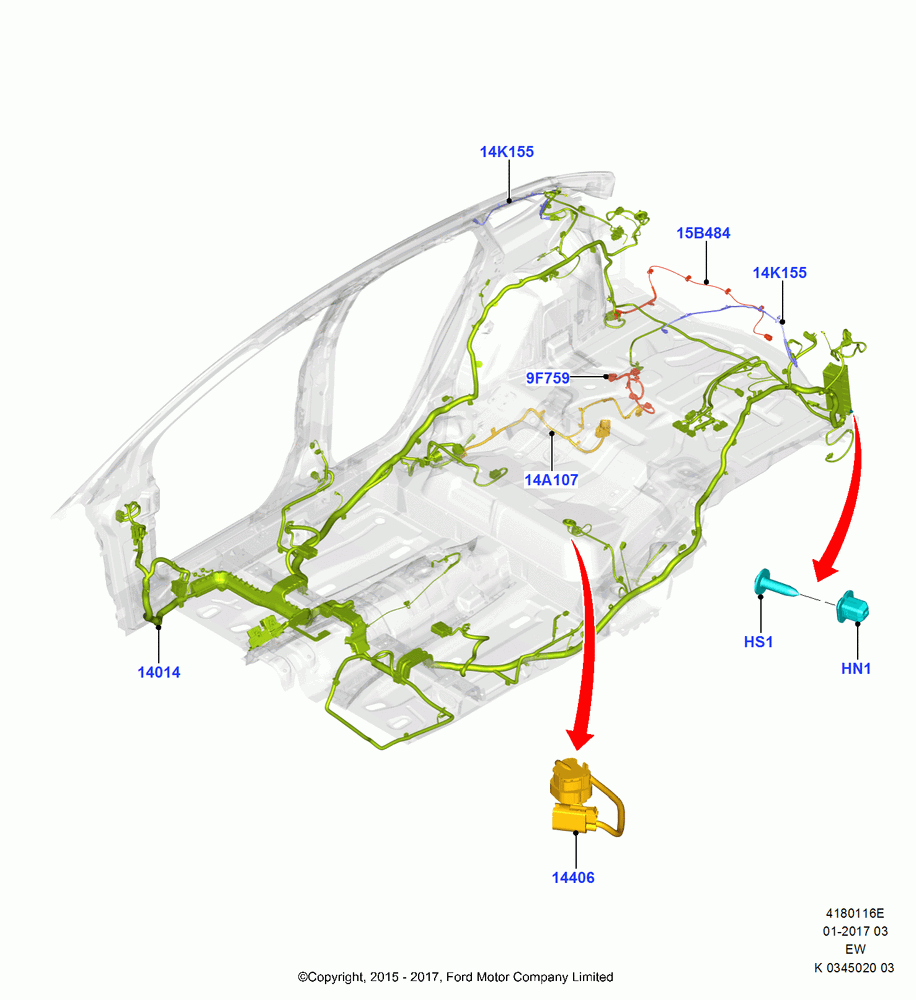 16E - Wiring - Body And Roof Console, (+) "CDN/MEX/PR/USA", Floor; 04/JAN/2016
