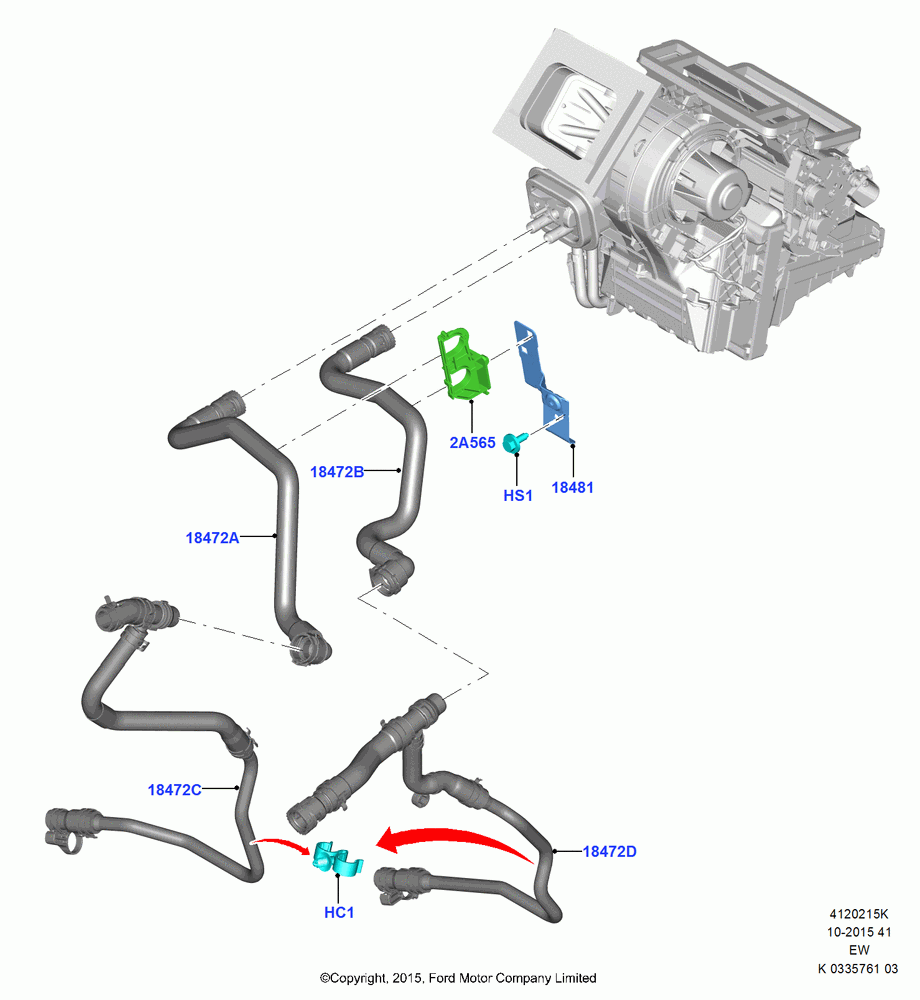 15K - Heater Hoses, 2.3L Ecoboost; 04/JAN/2016