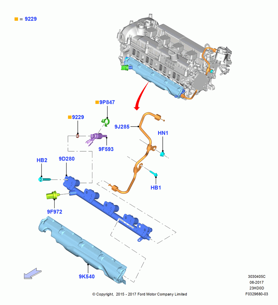 05C - Fuel Injectors and Pipes, 2.3L Ecoboost; 04/JAN/2016