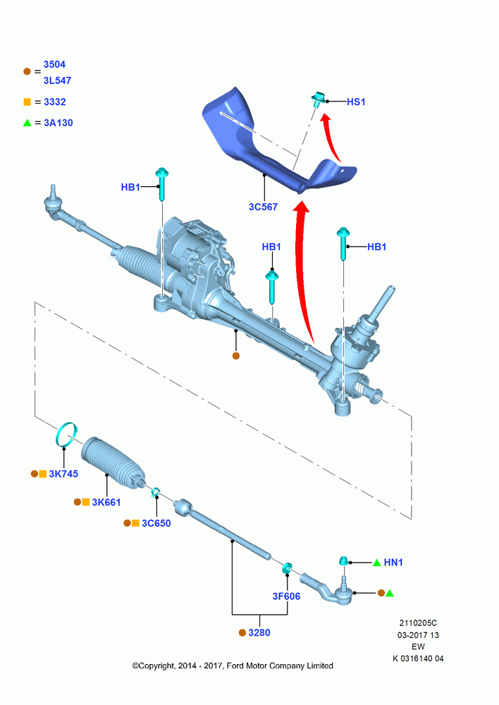 05C - Steering Gear, LHD, With Power Steering(Variable Ratio), With Electric Power Steering, Power Steering Gear; 06/OCT/2014