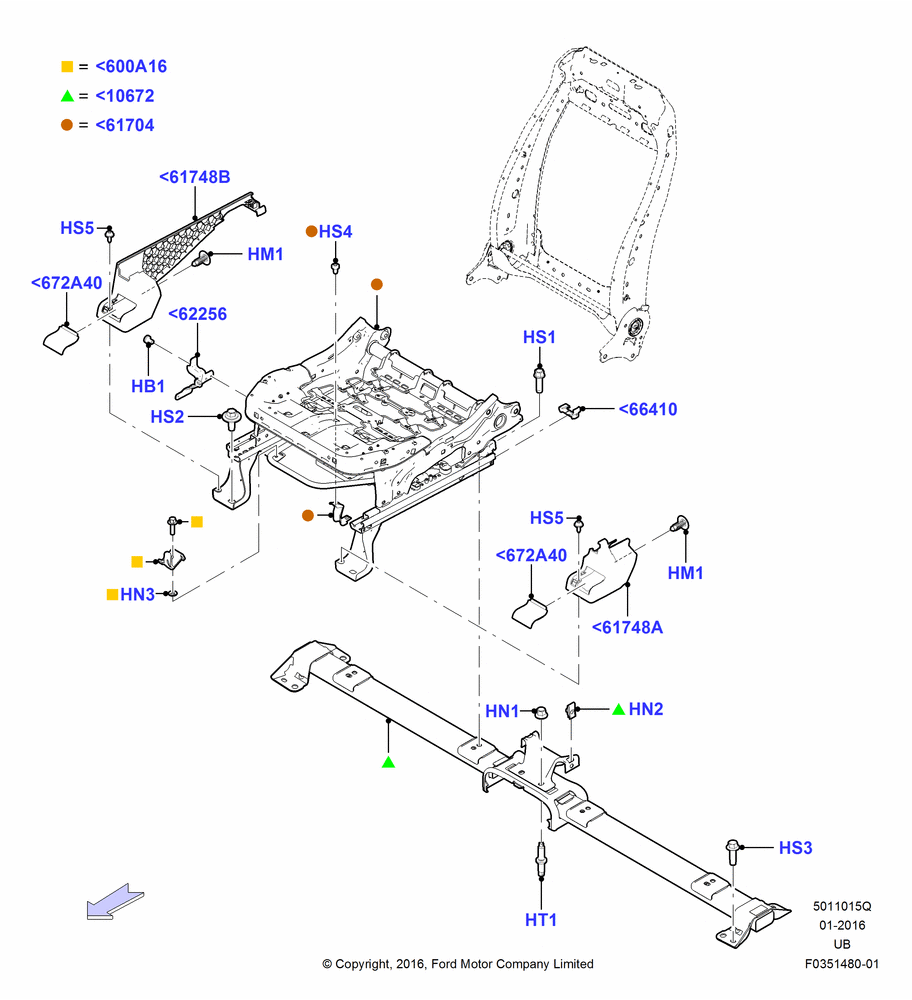 15Q - Front Seat Base, Base, With Pass. 2 Way Manual Seat Adjust; 04/MAY/2015-03/MAR/2019