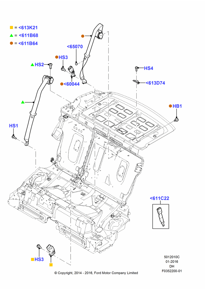 10C - Rear Seat Belts, 4 Door Sedan; 08/DEC/2014-04/MAY/2018