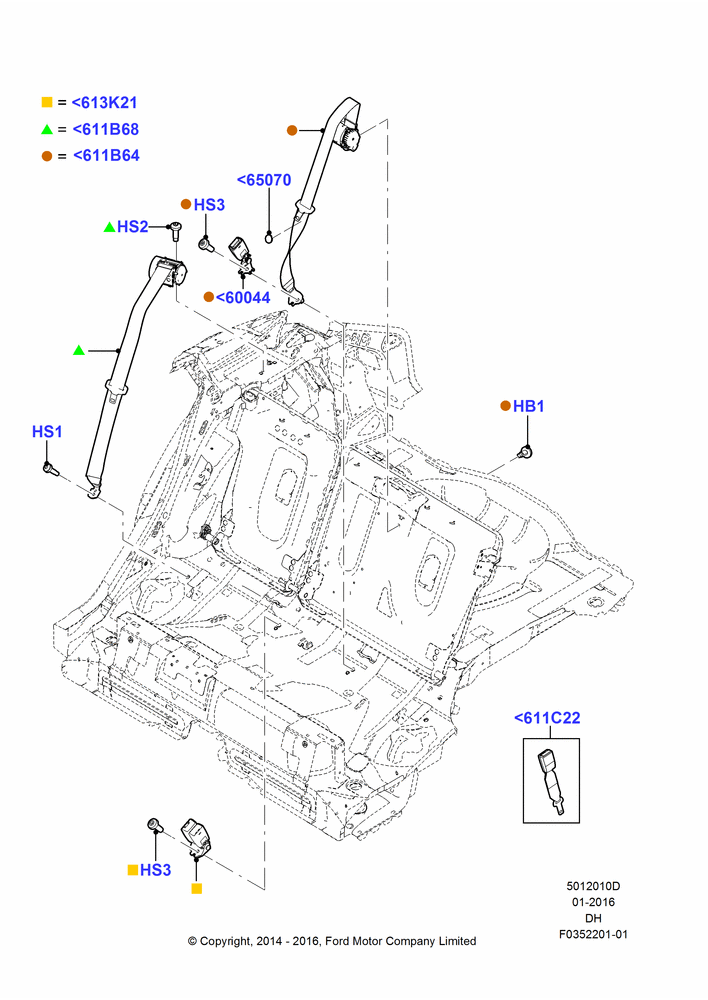 10D - Rear Seat Belts, 5 Door Sedan; 08/DEC/2014-04/MAY/2018