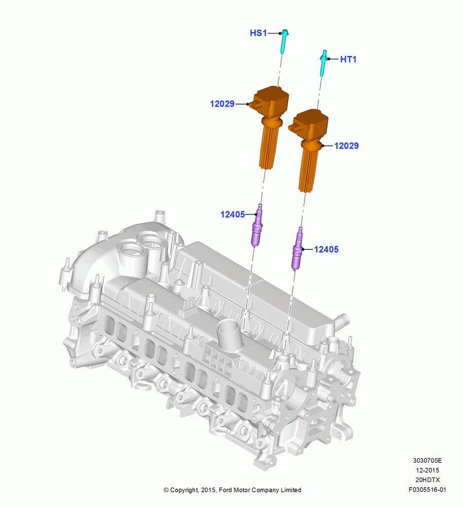 05E - Ignition Coil and Wires/Spark Plugs, 2.0L EcoBoost (240PS); 21/MAR/2016-13/AUG/2019