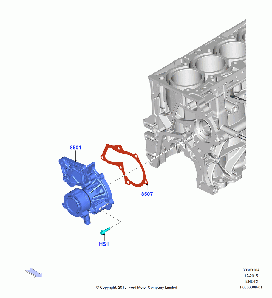 Water Pump, 1.5L EcoBoost 16V (180PS)