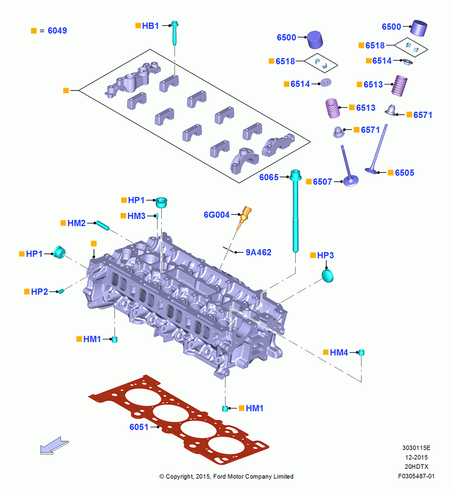 15E - Cylinder Head, 2.0L EcoBoost (240PS); 21/MAR/2016-13/AUG/2019