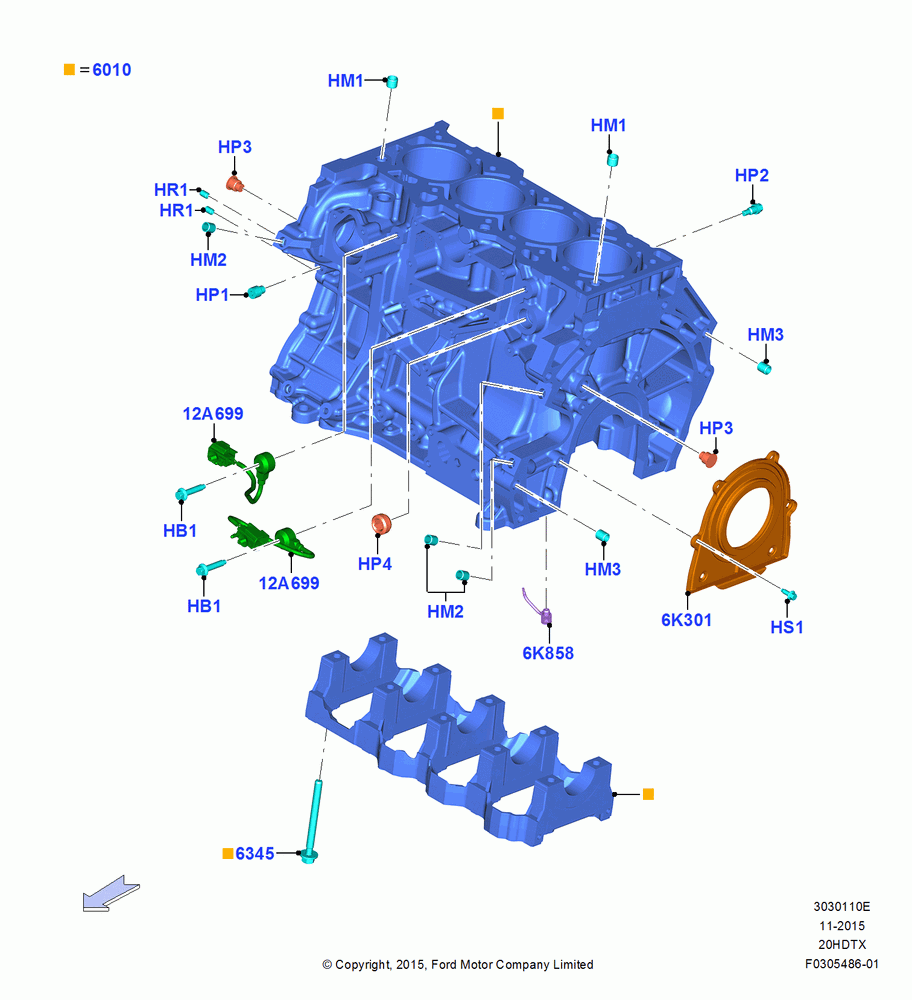 10E - Cylinder Block and Plugs, 2.0L EcoBoost (240PS); 21/MAR/2016-13/AUG/2019