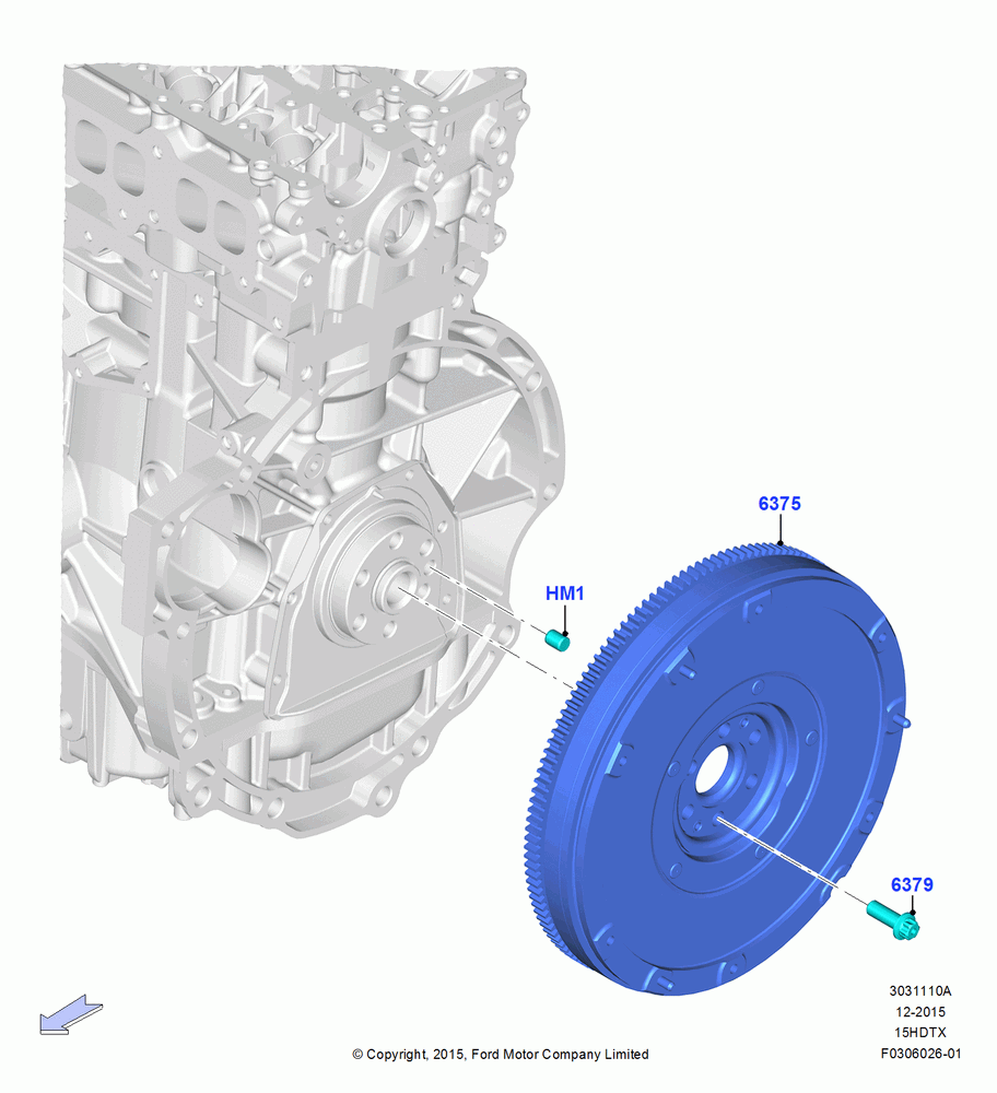 10A - Flywheel, 1.5L EcoBoost 16V (180PS); 21/MAR/2016-13/AUG/2019