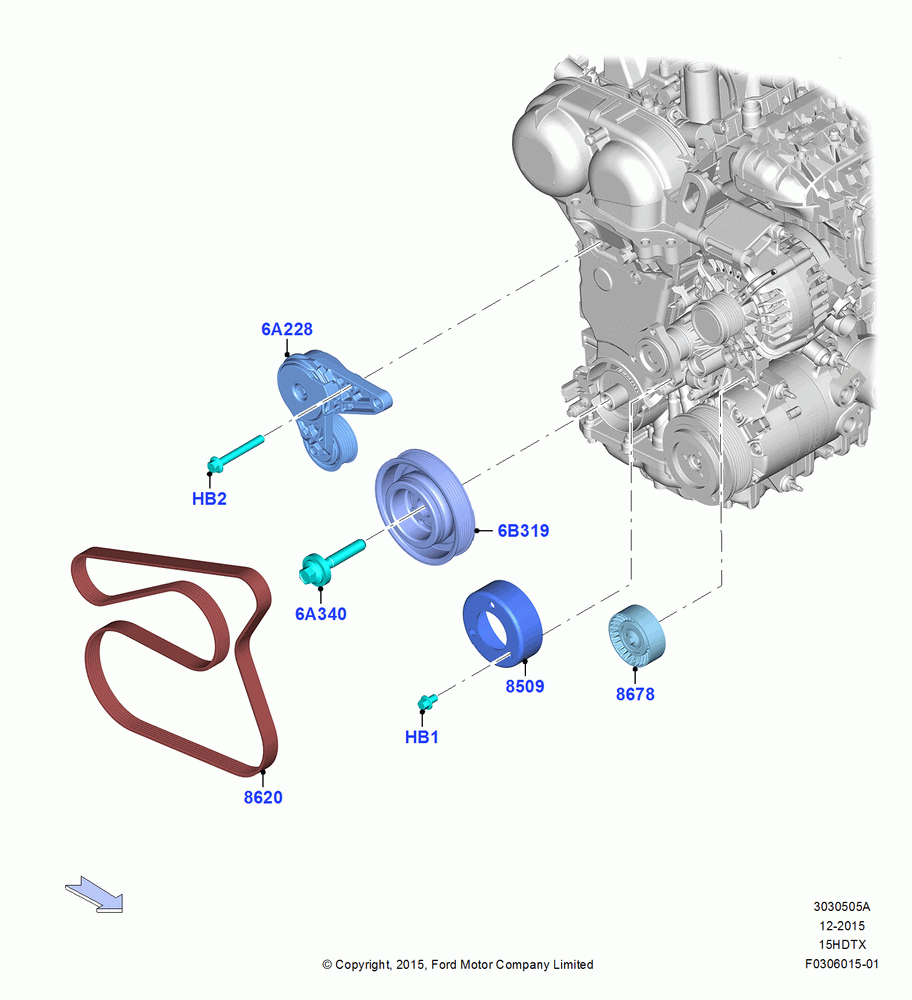 Pulleys and Drive Belts, 1.5L EcoBoost 16V (180PS)