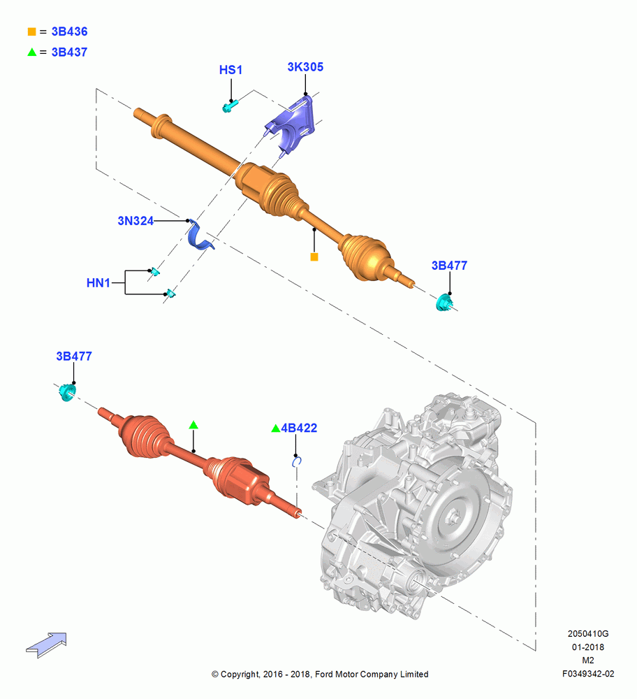 10G - Drive Shaft - Front Axle Drive, 1.5L EcoBoost 16V (180PS); 21/MAR/2016-13/AUG/2019