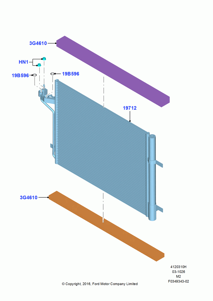 10H - Air Conditioning Condensr/Compressr, 2.5L Duratec FFV (125kW/170PS), Condenser Assy; 21/MAR/2016-13/AUG/2019