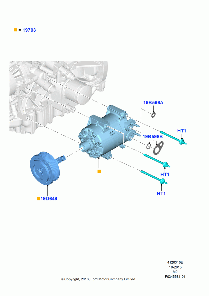 10E - Air Conditioning Condensr/Compressr, 1.5L EcoBoost 16V (180PS), Compressor Assy; 21/MAR/2016-13/AUG/2019