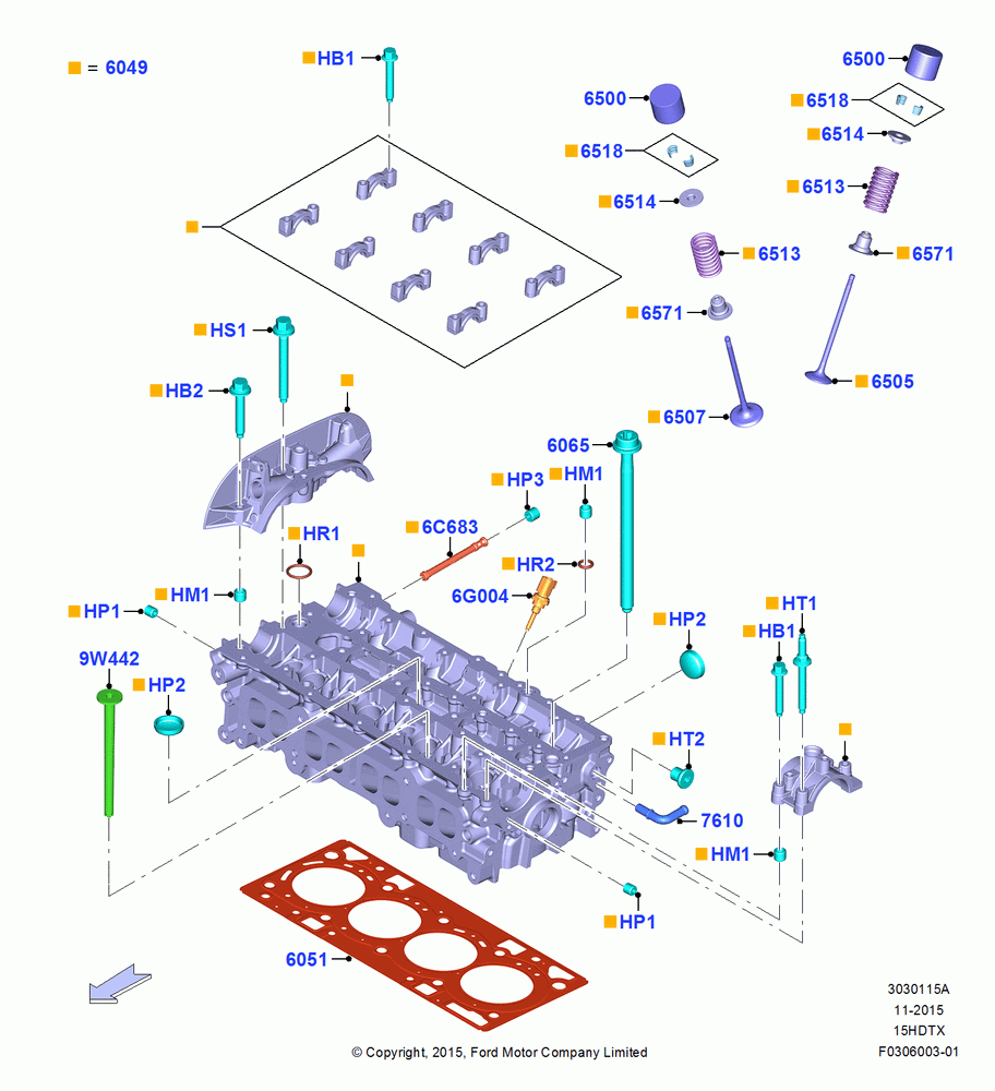 15A - Cylinder Head, 1.5L EcoBoost 16V (180PS); 21/MAR/2016-13/AUG/2019