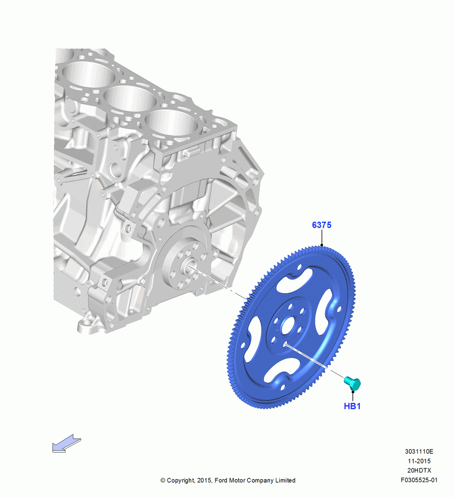 10E - Flywheel, 2.0L EcoBoost (240PS); 21/MAR/2016-13/AUG/2019