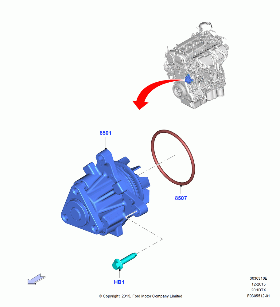 Water Pump, 2.0L EcoBoost (240PS)