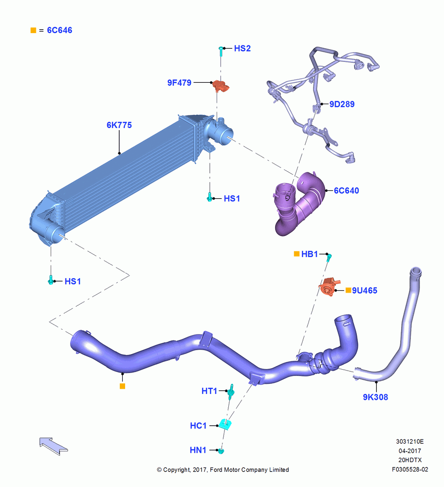10E - Intercooler/Air Ducts and Hoses, 2.0L EcoBoost (240PS); 21/MAR/2016-13/AUG/2019
