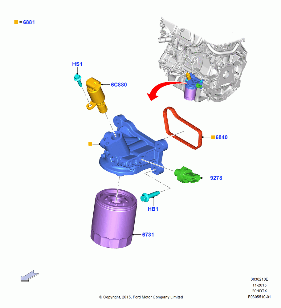 10E - Oil Cooler and Filter, 2.0L EcoBoost (240PS); 21/MAR/2016-13/AUG/2019