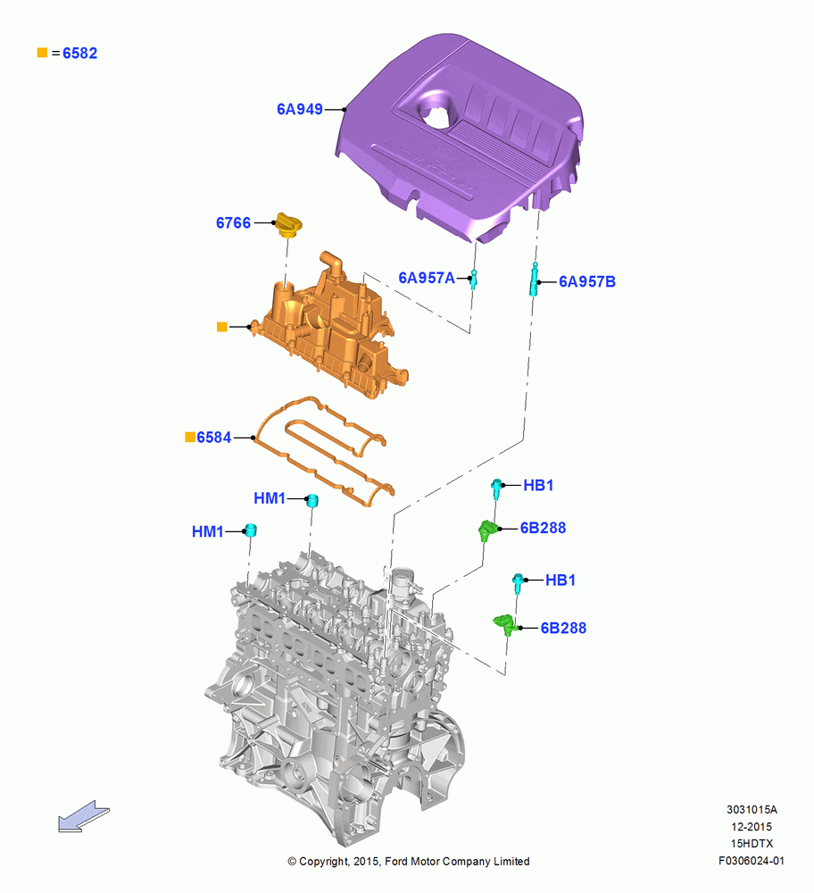 15A - Cylinder Head Cover, 1.5L EcoBoost 16V (180PS); 21/MAR/2016-13/AUG/2019