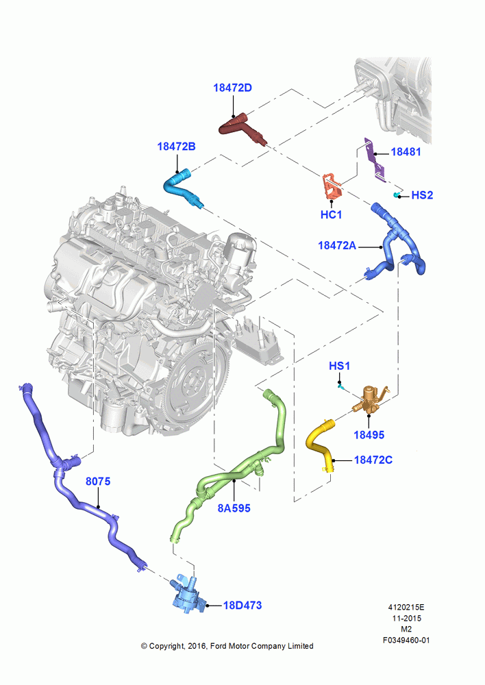15E - Heater Hoses, 2.0L EcoBoost (240PS); 21/MAR/2016-13/AUG/2019