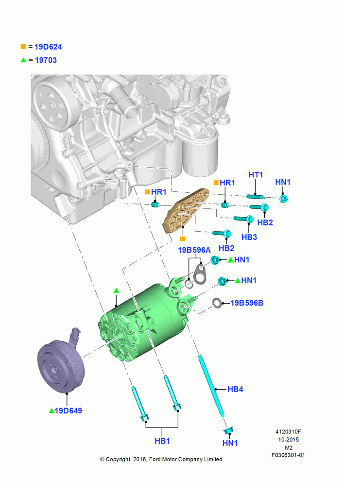 10F - Air Conditioning Condensr/Compressr, 2.5L Duratec FFV (125kW/170PS), 2.0L EcoBoost (240PS), Compressor Assy; 21/MAR/2016-13/AUG/2019