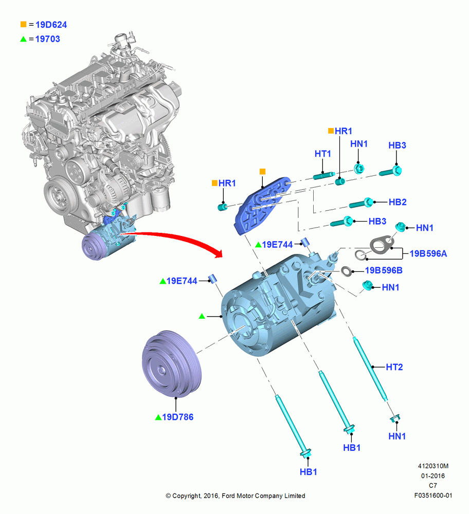 10M - Air Conditioning Condensr/Compressr, 2.5L Duratec (110kW/150PS), 2.5L Duratec FFV (125kW/170PS), 2.0L EcoBoost (240PS), Compressor Assy; 04/APR/2016