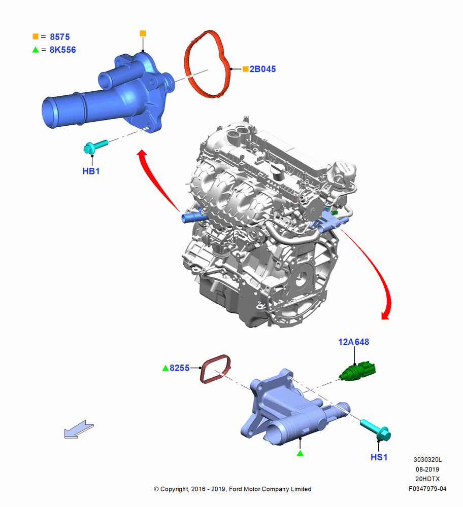 20L - Thermostat/Housing & Related Parts, 2.0L EcoBoost (200PS) - MI4, 2.0L EcoBoost (240PS); 04/APR/2016