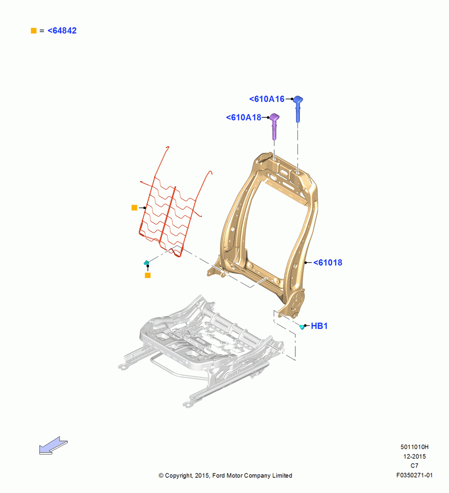 10H - Front Seat Back, Passenger Seat Recliner-Lever; 04/APR/2016