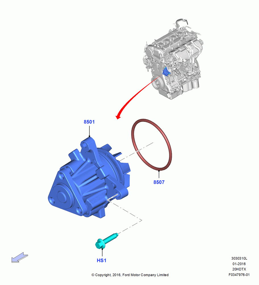 10L - Water Pump, 2.0L EcoBoost (200PS) - MI4, 2.0L EcoBoost (240PS); 04/APR/2016
