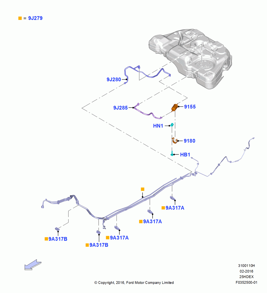 10H - Fuel Lines, 2.5L Duratec (110kW/150PS), Less Clean Fuel Fleet Vehicle; 04/APR/2016