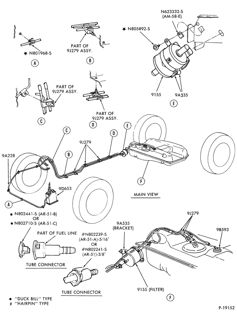 90 - 4 CYL. 2.5L (153 C.I.D.) HSC-Fuel system - line installation