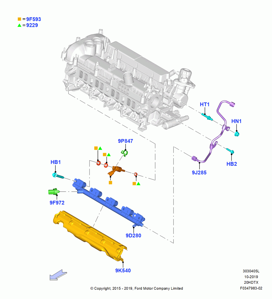 05L - Fuel Injectors and Pipes, 2.0L EcoBoost (200PS) - MI4, 2.0L EcoBoost (240PS); 04/APR/2016