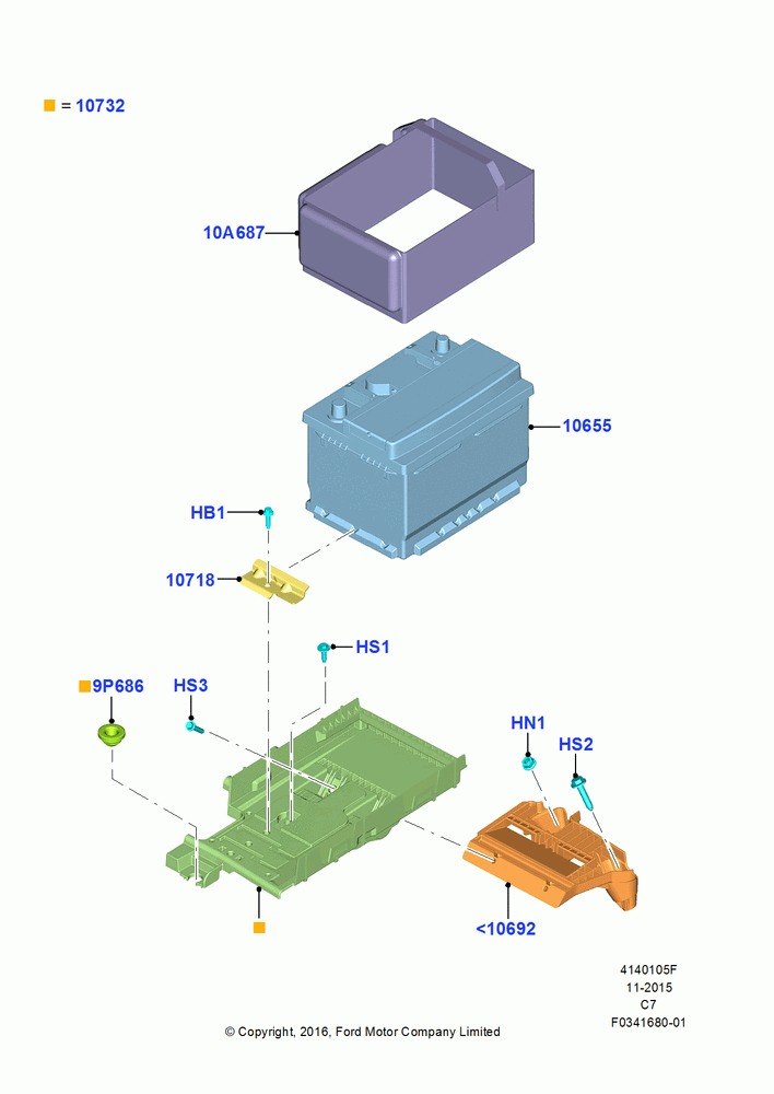 05F - Battery and Mountings, 2.5L Duratec (110kW/150PS), 2.7L DOHC 4V DI GT V6 GAS/FFV, 1.5L GTDI I4, 2.5L Duratec FFV (125kW/170PS), 2.0L EcoBoost (240PS); 04/APR/2016