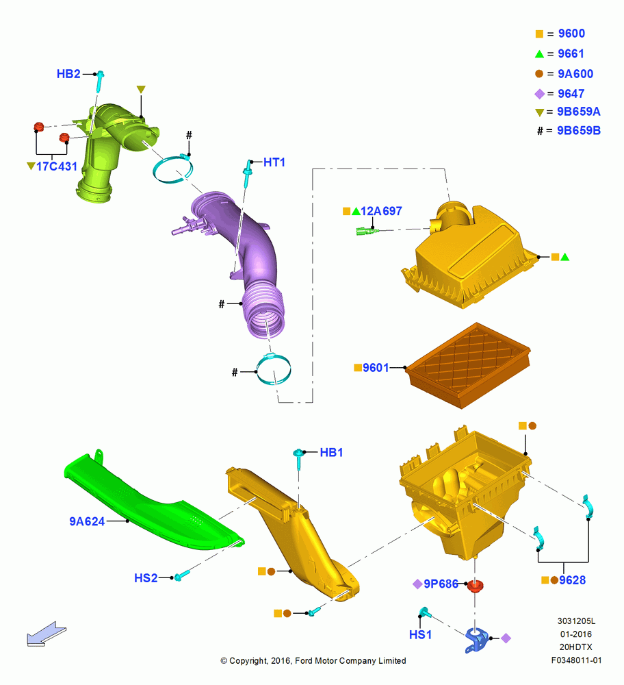 05L - Air Cleaner, 2.0L EcoBoost (200PS) - MI4, 2.0L EcoBoost (240PS); 04/APR/2016