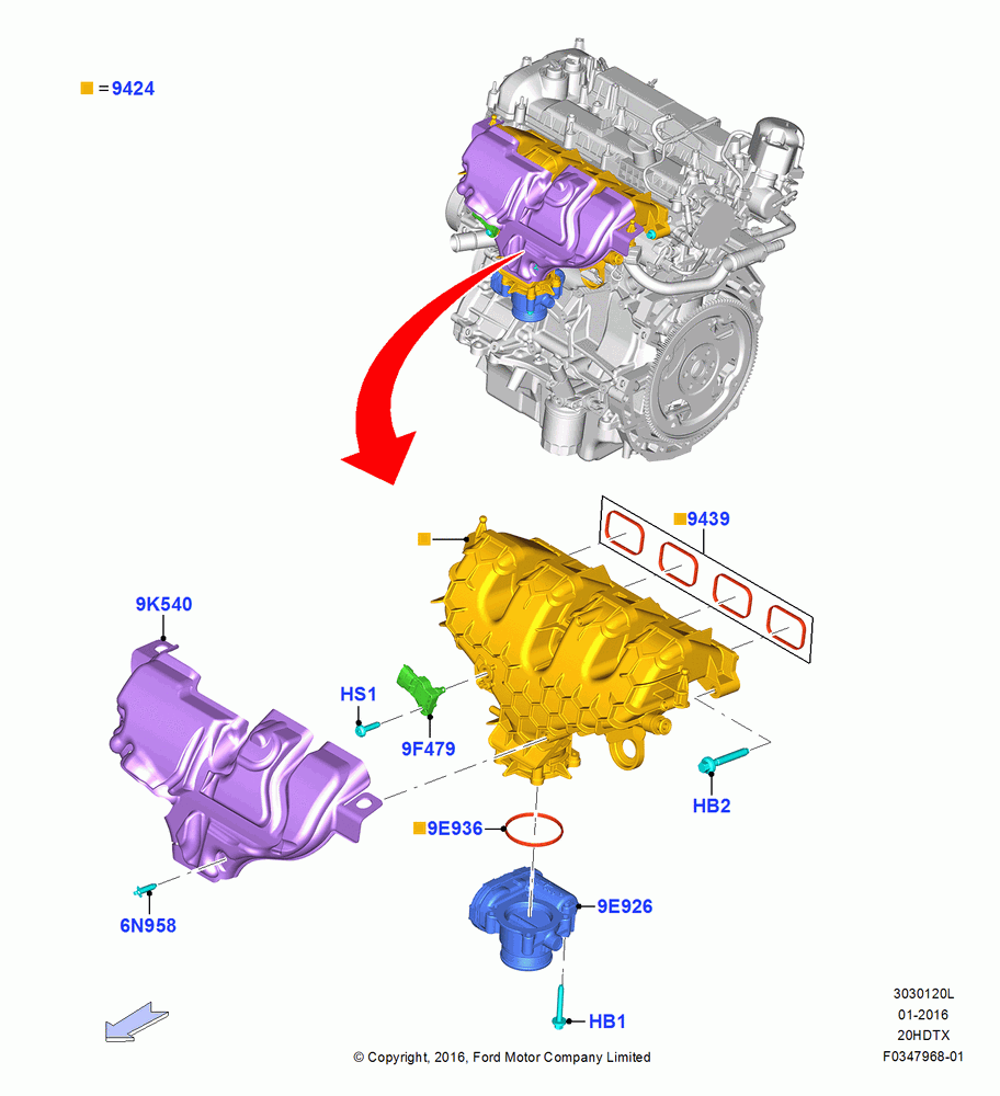 20L - Intake Manifold, 2.0L EcoBoost (200PS) - MI4, 2.0L EcoBoost (240PS); 04/APR/2016