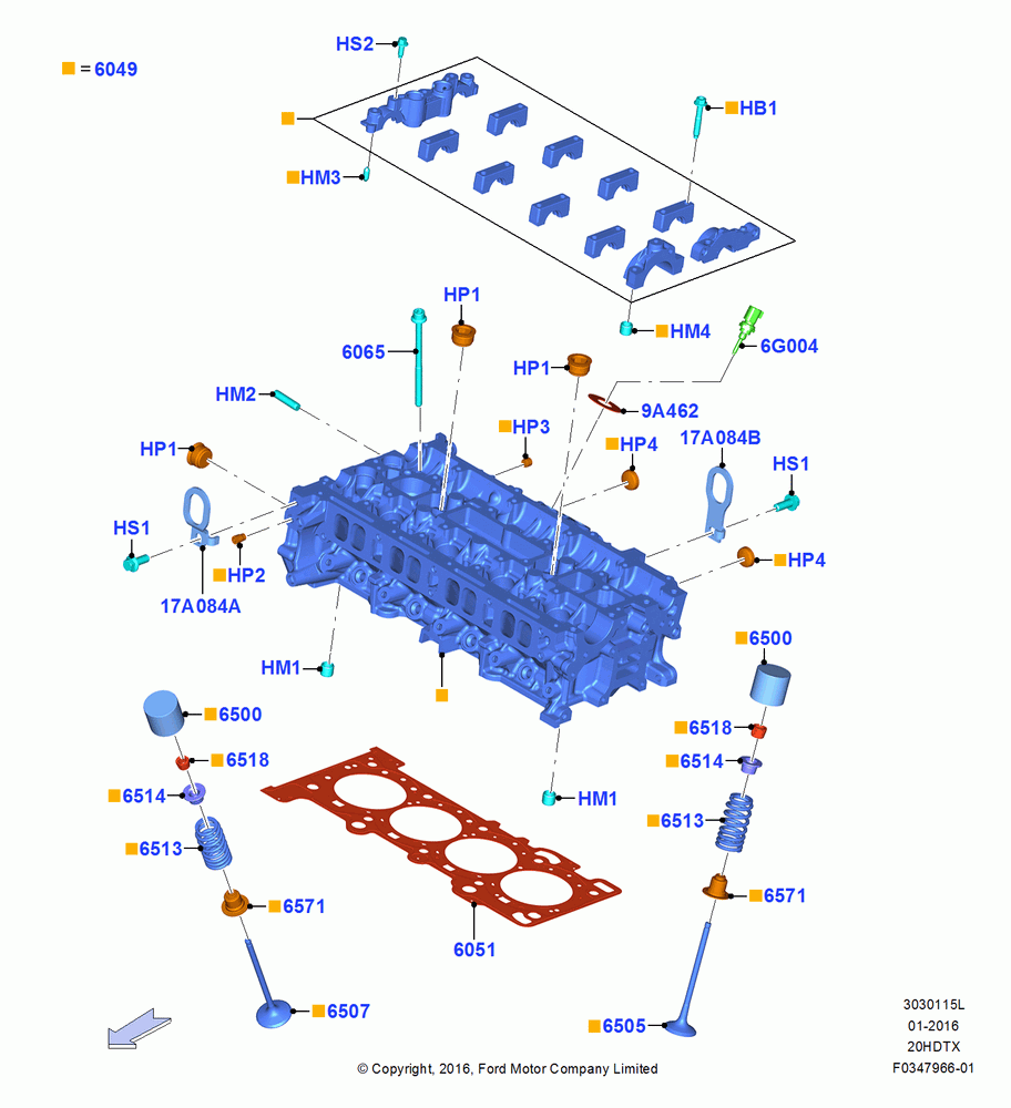 15L - Cylinder Head, 2.0L EcoBoost (200PS) - MI4, 2.0L EcoBoost (240PS); 04/APR/2016