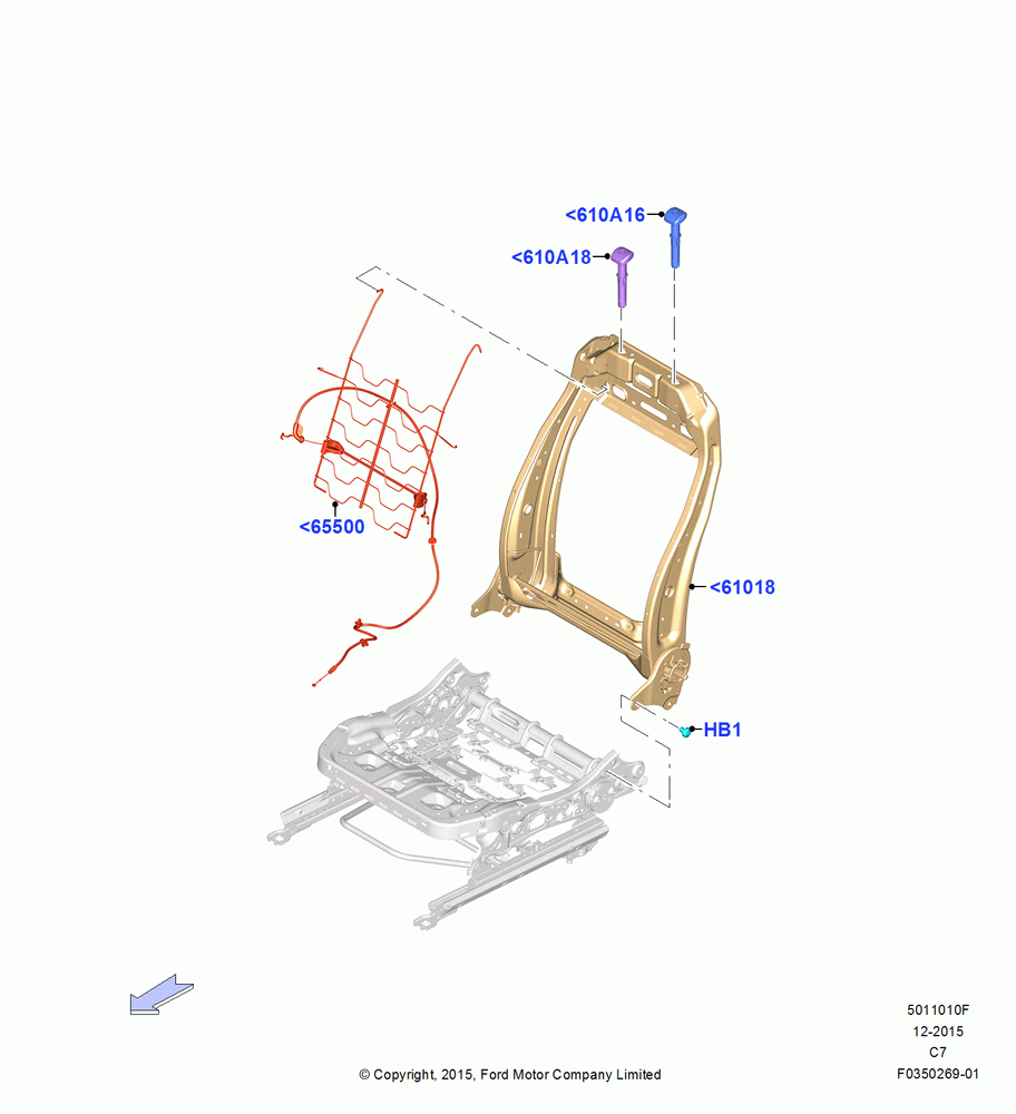 10F - Front Seat Back, With Drivers Manual Lumbar Support, Driver Seat Recliner - Lever; 04/APR/2016