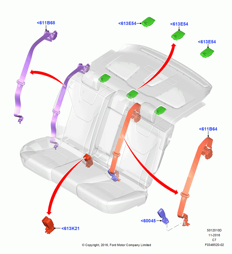 10D - Rear Seat Belts, With Standard Rear Seat Belts; 04/APR/2016