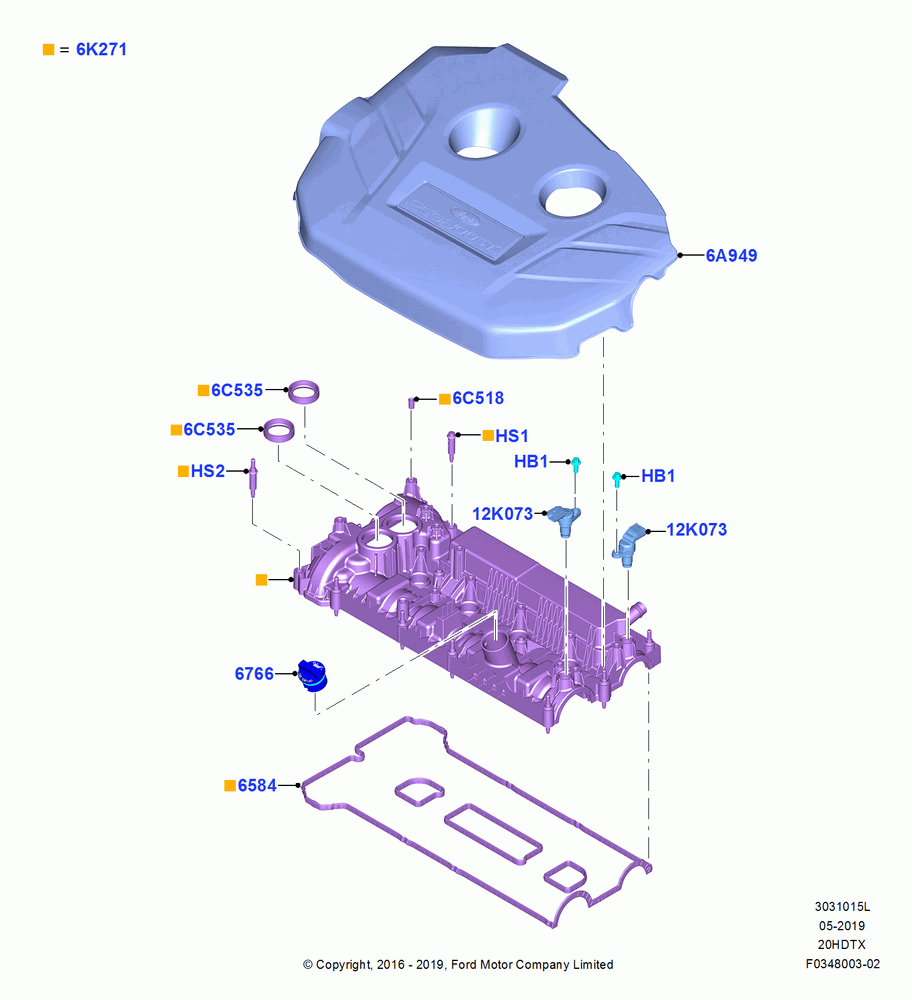 15L - Cylinder Head Cover, 2.0L EcoBoost (200PS) - MI4, 2.0L EcoBoost (240PS); 04/APR/2016