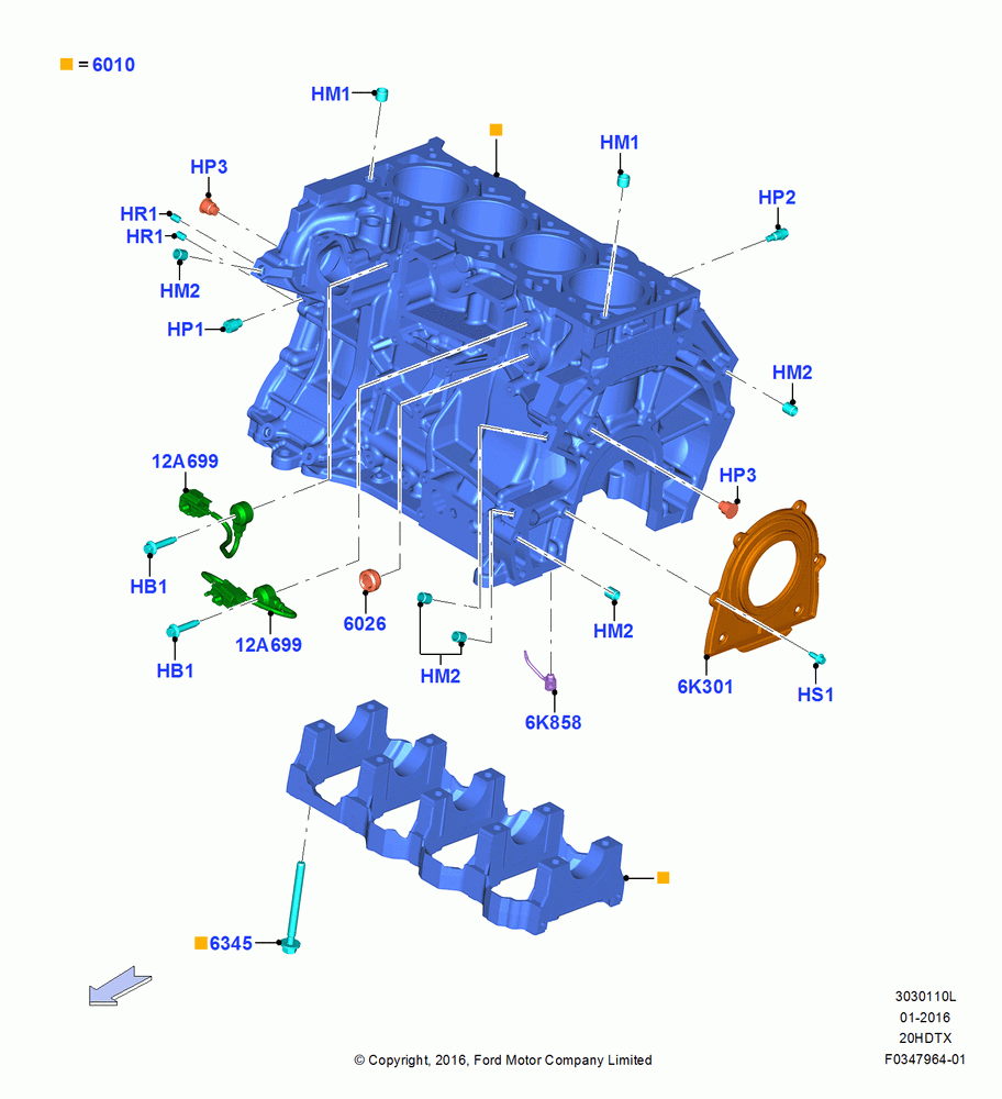 10L - Cylinder Block and Plugs, 2.0L EcoBoost (200PS) - MI4, 2.0L EcoBoost (240PS); 04/APR/2016