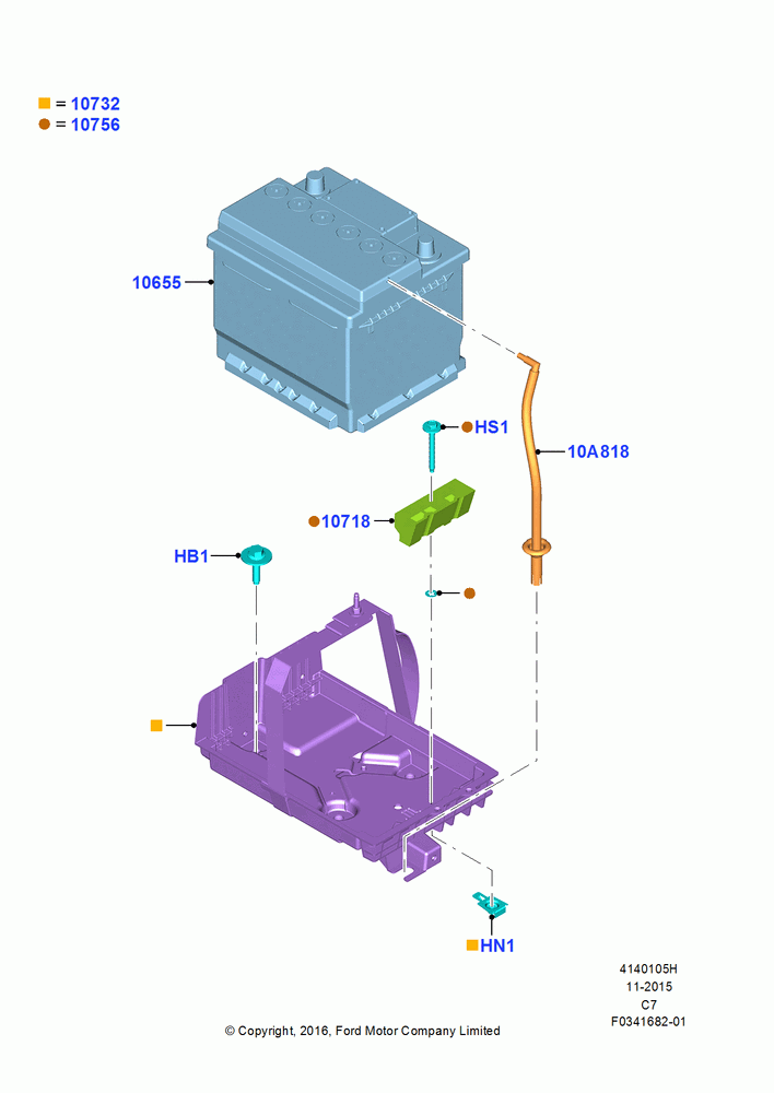 05H - Battery and Mountings, 2.0L Duratec Hybrid (130kW), 12 VOLT; 04/APR/2016