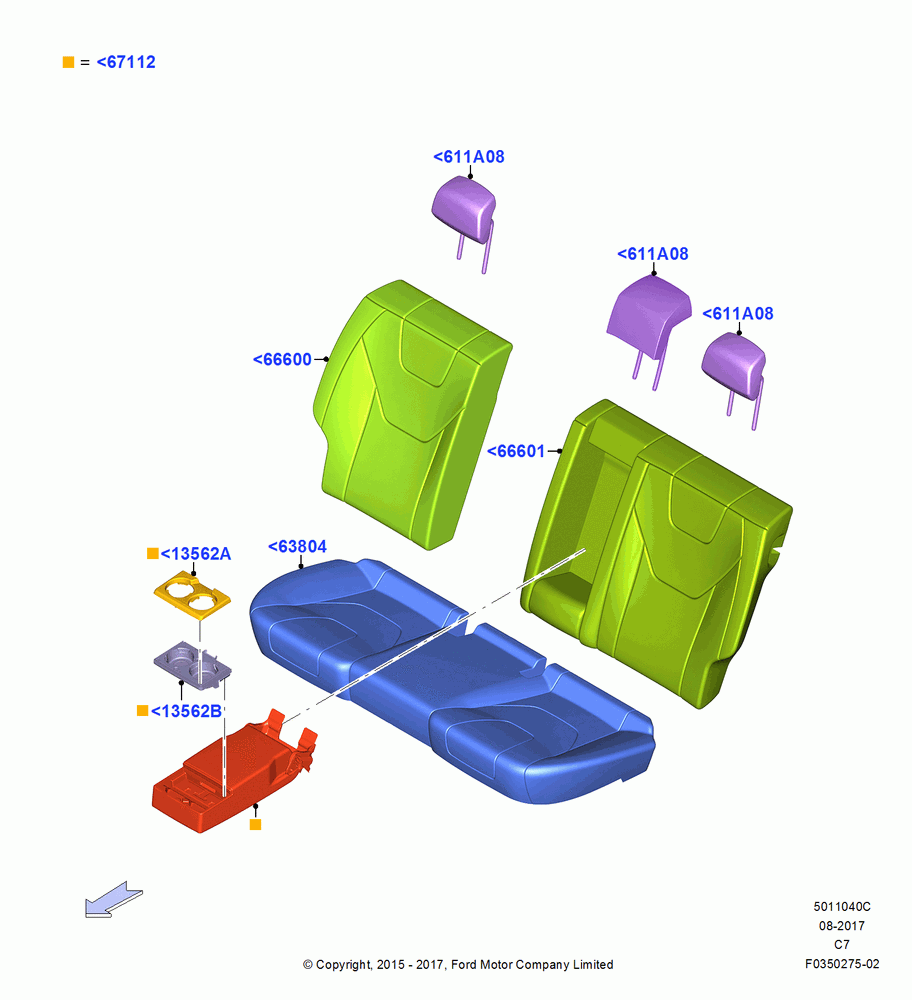 40C - Rear Seat Covers, Rear Center Armrest With Cupholder; 04/APR/2016