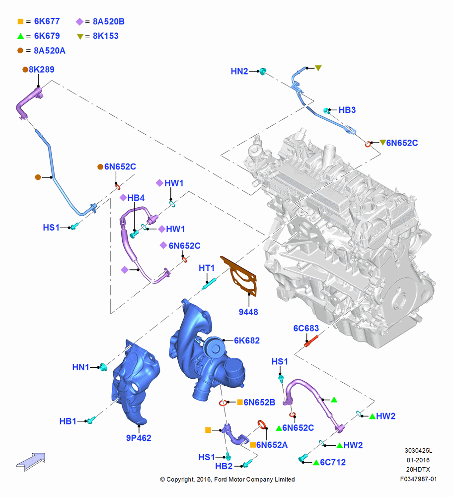 25L - Turbocharger, 2.0L EcoBoost (200PS) - MI4, 2.0L EcoBoost (240PS); 04/APR/2016