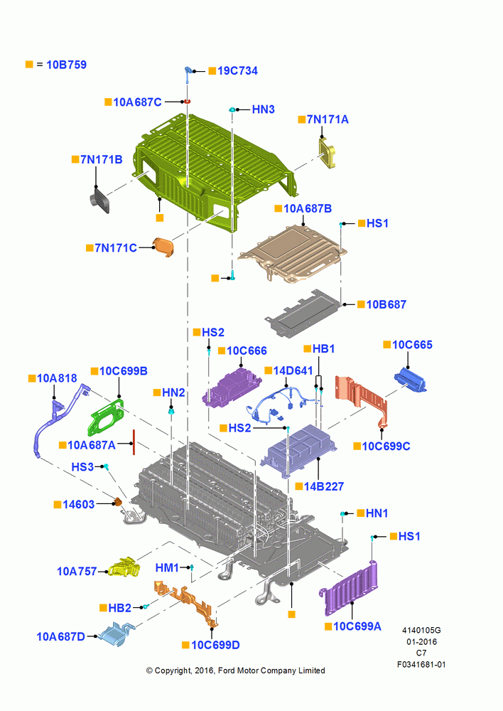 05G - Battery and Mountings, (-)Series 55, 2.0L Duratec Hybrid (130kW), Hybrid Version, High Voltage; 04/APR/2016